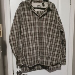 Timberland Men's Plaid Casual Button Down Shirt - Black, Gray, White